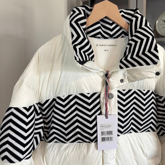 Perfect Moment Polar Puffer Down Snow White Jacket L NEW Knit Panel Quilted Ski - Picture 2 of 6